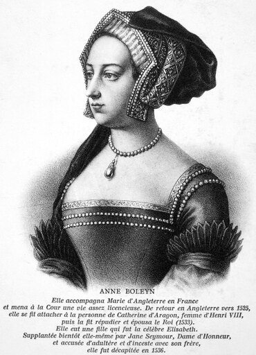 Anne Boleyn (1507-1536) Nsecond Wife of King Henry Viii of England Lithograph French 19Th Century Stretched Canvas - (18 X 24)