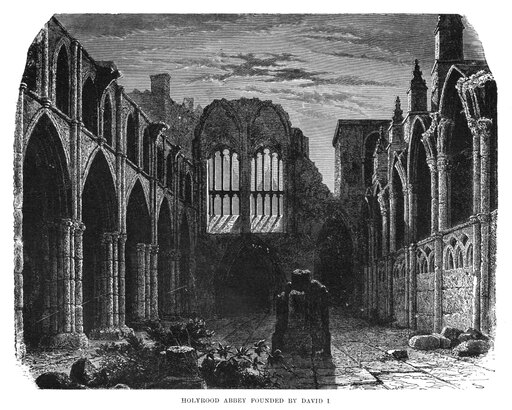 Scotland Holyrood Abbey Nruins of Holyrood Abbey Founded in 1128 by King David I Near Edinburgh Scotland Line Engraving English C1875 Poster Print by