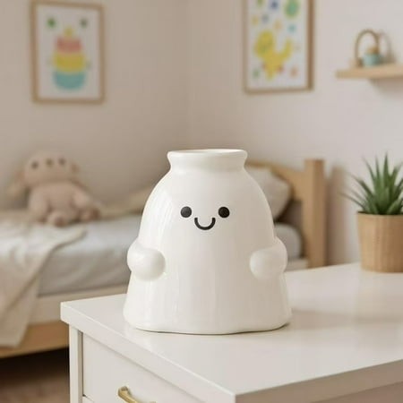 Halloween White Ghost Ceramic Decorative Flower Vase - Hauntingly Beautiful Smiling Vase for 2026