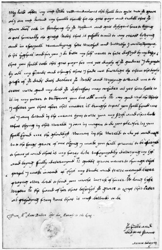 Anne Boleyn (1507-1536) Nsecond Wife of King Henry Viii of England Autograph Letter of Queen Anne Boleyn to Thomas Cardinal Wolsey Thanking Him for Pr