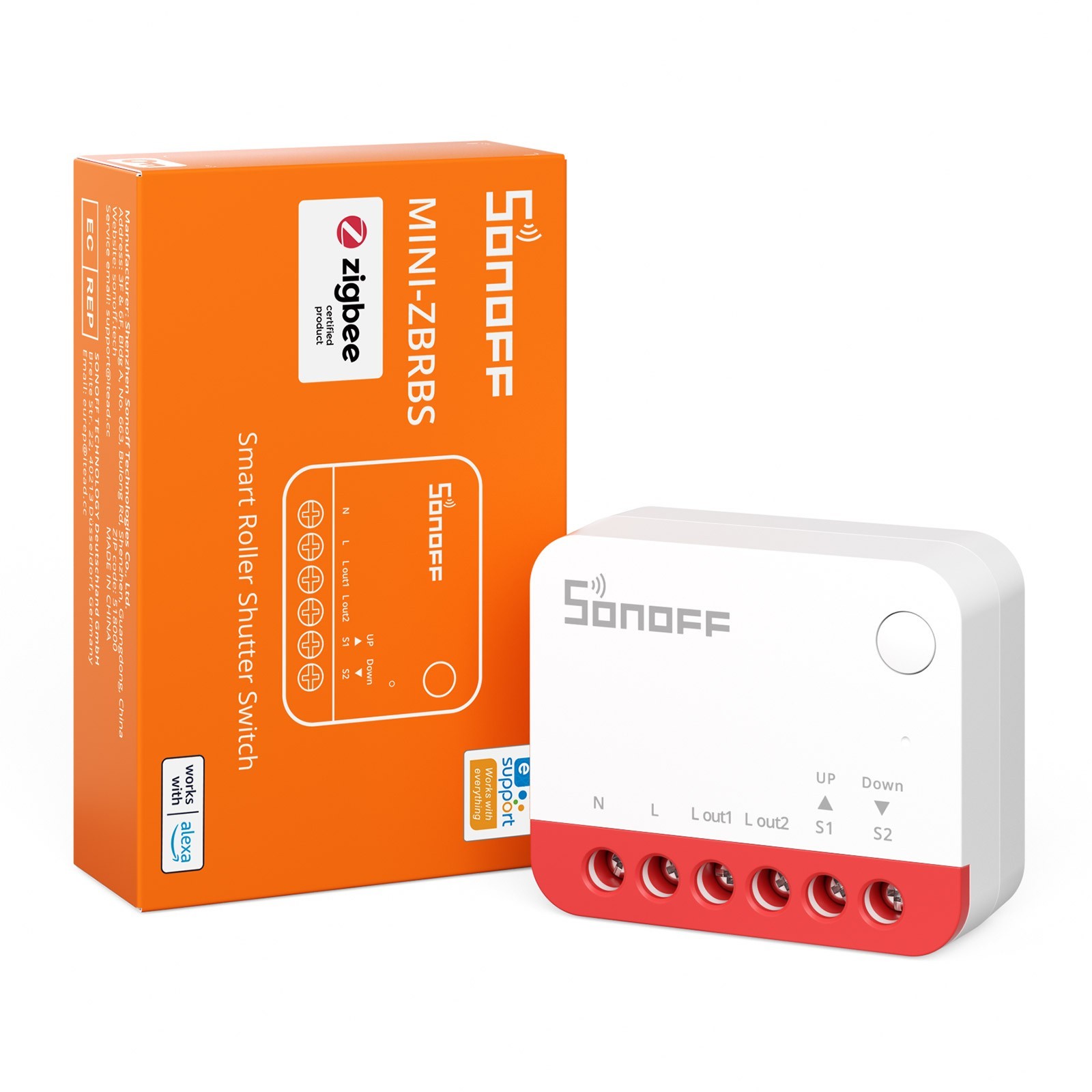SONOFF MINI-ZBRBS Zigbee Smart Roller Shutter Switch Mini Size Smart Scene Signal Booster Transform Curtains Sonoff Zigbee Hub