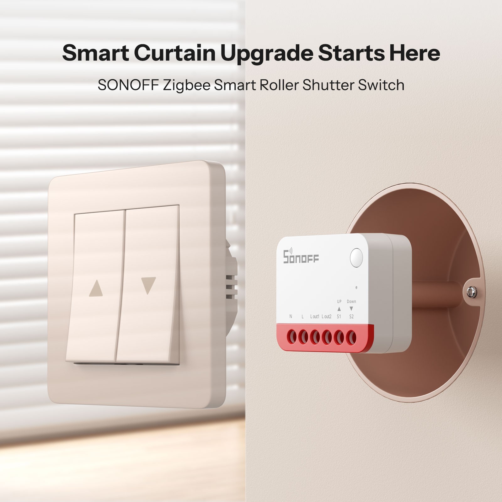 SONOFF MINI-ZBRBS Zigbee Smart Roller Shutter Switch Mini Size Smart Scene Signal Booster Transform Curtains Sonoff Zigbee Hub thumbnail