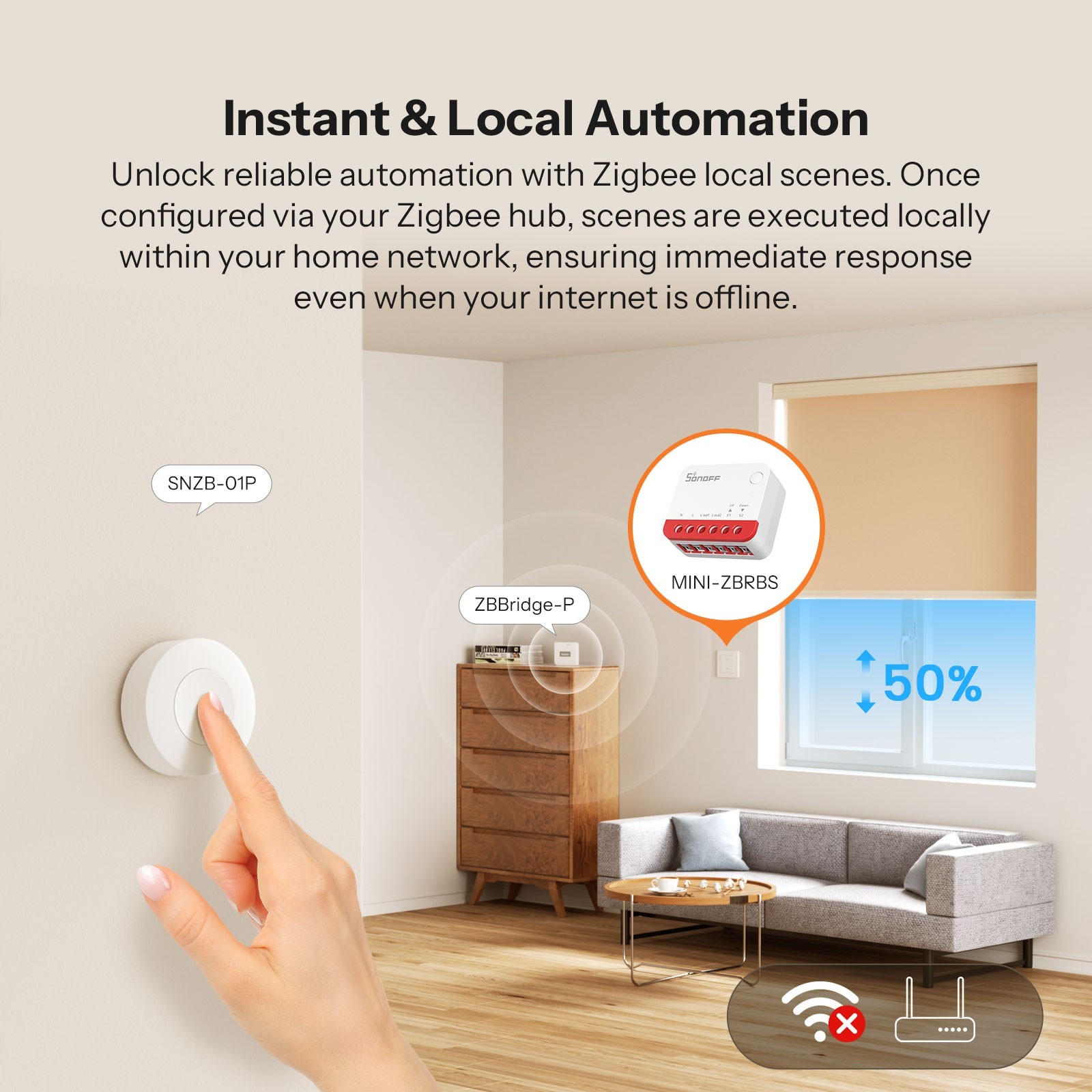 SONOFF MINI-ZBRBS Zigbee Smart Roller Shutter Switch Mini Size Smart Scene Signal Booster Transform Curtains Sonoff Zigbee Hub thumbnail