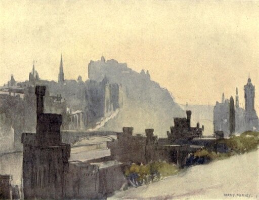 Charm of Edinburgh 1913 from Calton Hill Stretched Canvas - Harry Morley (18 X 24)