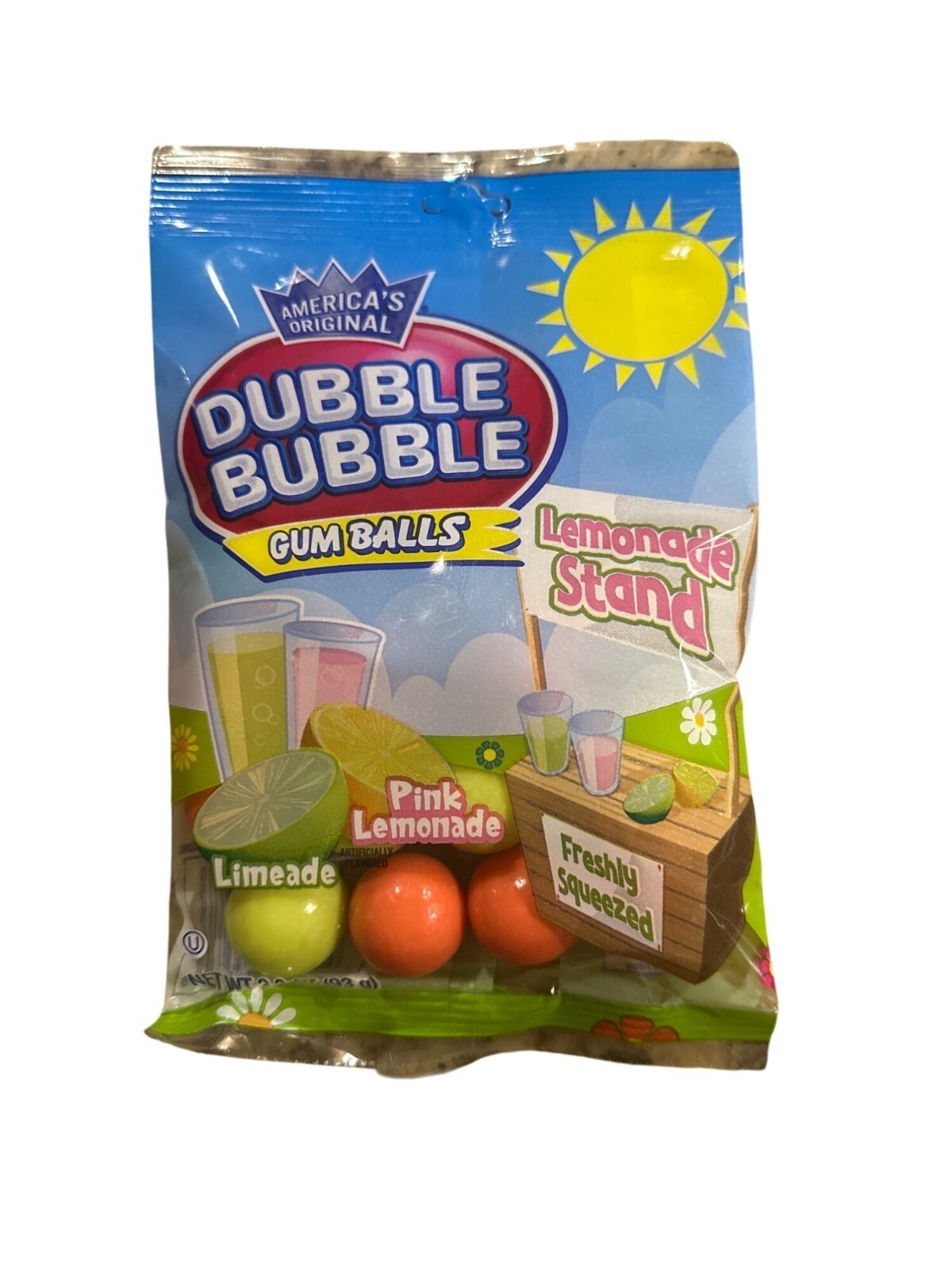 1 X Dubble Bubble Lemonade Stand Gum Balls Pink & Limeade Flavor 3.5 Oz Pack
