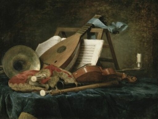 The Attributes of Music 1770 Anne Vallayer-Coster (1744-1818 French) Musee Du Louvre Paris Stretched Canvas - Anne Vallayer-Coster (24 X 36)