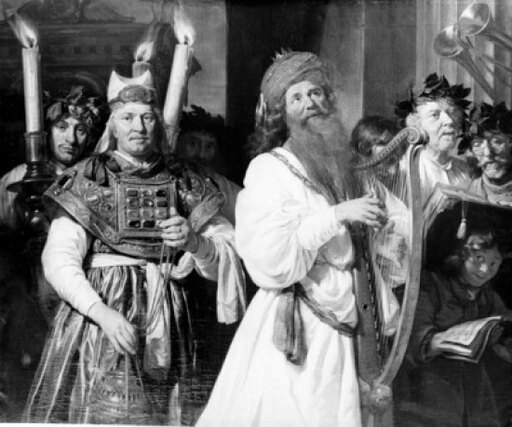 David Plays the Harp Before Saul by Jan Debray 1627-1679 Stretched Canvas - Jan Debray (24 X 36)