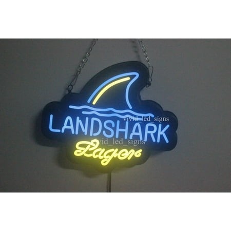 Queen Sense 10  Vivid Custom Landsharks Lager Beer LED Sign Neon Sign Light Lamp Beer Pub Bar Man Cave Artwork Handmade Wall Decor Gift W110LSLB-NLED