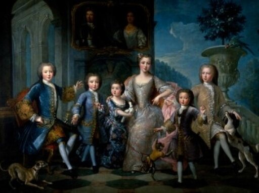 The Family of the Duke of Valentois by Pierre Gobert 18th Century (Circa 1662-1744) Monaco Collection Grimaldi Stretched Canvas - Pierre Gobert (24 X