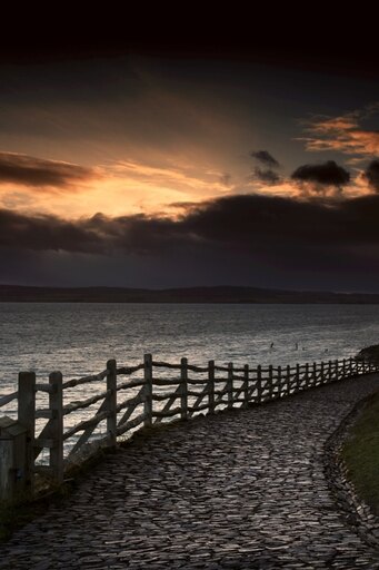 A Stone Path Along the Water Holy Island Berwick Northumberland England Stretched Canvas - John Short Design Pics (22 X 34)