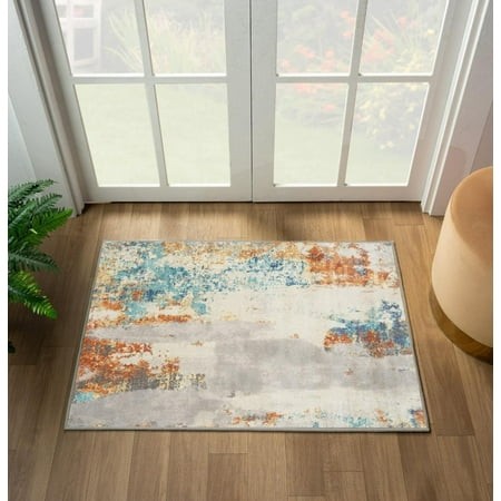 Sasyxdc LTKIF Euston Collection 7681 Dark Grey 2x3 Abstract Area Rug