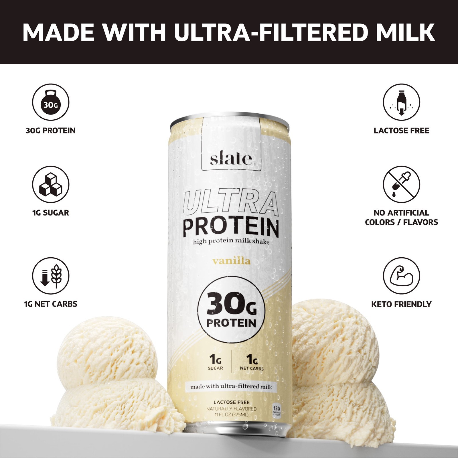 Slate Milk Vanilla Ultra 30g Protein Shake - 11 Fl Oz Can thumbnail
