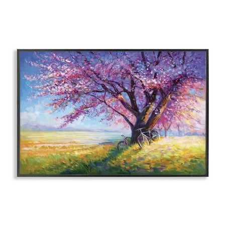 Stupell Industries Sweet Romance of Cherry Blossom Trees Landscape & Nature Painting Black Framed Art Print Wall Art  24 X 16