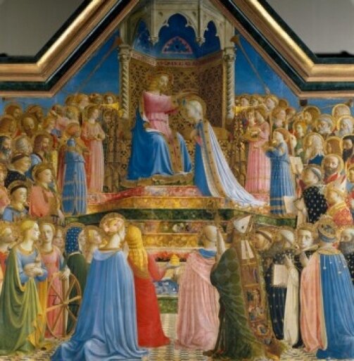 The Coronation of the Virgin by Fra Angelico Circa 1435 (Circa 1400-1455) France Paris Musee Du Louvre Stretched Canvas - Fra Angelico (18 X 24)
