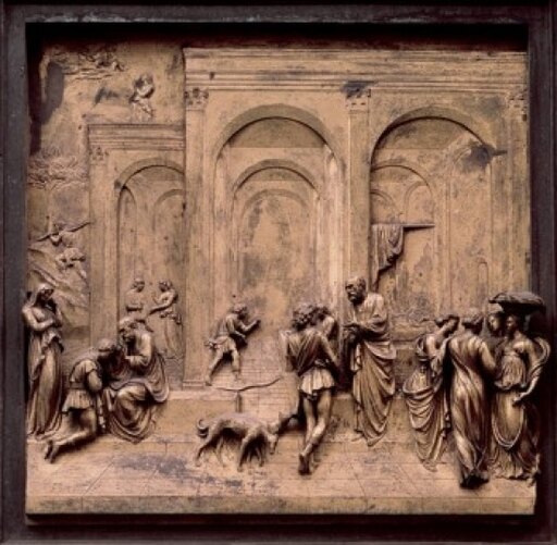 Gates of Paradise - Eastern Doors (Esau & Jacob) Lorenzo Ghiberti (1381-1455 Italian) Baptistry Florence Italy Stretched Canvas - Lorenzo Ghiberti (24