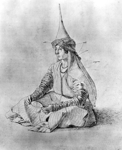 Bellini Turkish Woman Ndrawing by Gentile Bellini (C1429-1507) Stretched Canvas - (18 X 24)