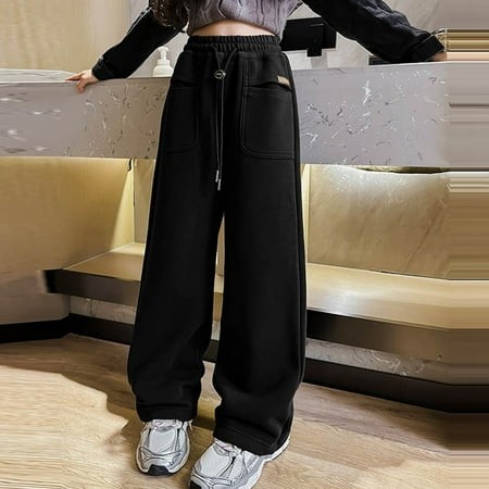 MJTBGFSWG Pants for Girls 8-9 Years Pants for Girls Girls Pants Drawstring Elastic Sweatpants Active Joggers Warm Sweatpants for Kids 2312