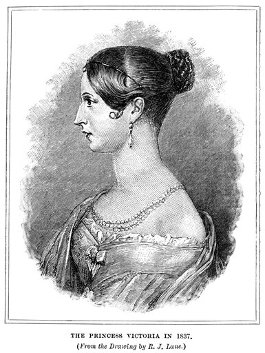 Victoria of England Nqueen of Great Britain 1837-1901 Line Engraving After a Drawing by RJ Lane 1837 Stretched Canvas - (24 X 36)
