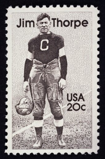 Jim Thorpe (1888-1953) Njames Francis Thorpe American Athlete on a US Postage Stamp 1984 Stretched Canvas - (18 X 24)