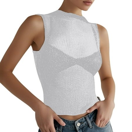 QHFBli Womens Tank Tops Summer Sleeveless Shirts Spring 2289 V Neck Loose Fit Casual Clothes Trendy Fashion Outfits