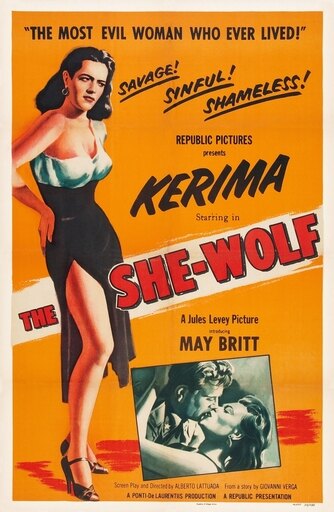 She Wolf (Aka La Lupa) Us Poster Art Kerima 1953 Movie Poster Masterprint (24 X 36)
