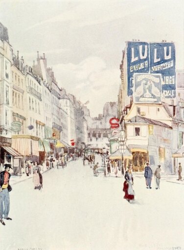 The Charm of Paris 1913 Montmartre Rue Lepic Stretched Canvas - Harry Morley (18 X 24)