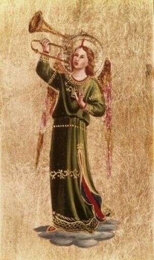 Angel with Trumpet Fra Angelico (ca1395-1455 Italian) Stretched Canvas - Fra Angelico (24 X 36)
