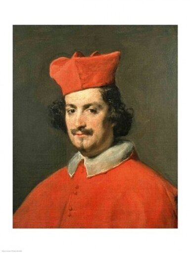 Portrait of Cardinal Camillo Astali Pamphili 1650 Stretched Canvas - Diego Velazquez (24 X 36)