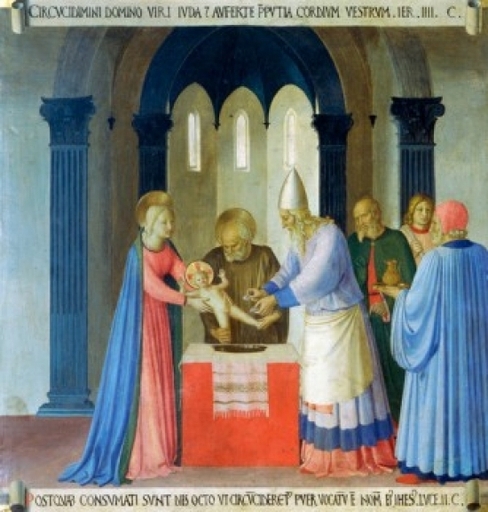 The Story of the Life of Christ Circumcision of Jesus Fra Angelico (ca1395-1455 Italian) Museo Di San Marco Florence Italy Stretched Canvas - Fra Ange