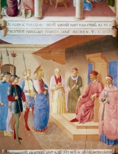 Christ Before Herod 1428-1445 Fra Angelico (1387-1455 Italian) Museo Di San Marco Florence Stretched Canvas - Fra Angelico (24 X 36)