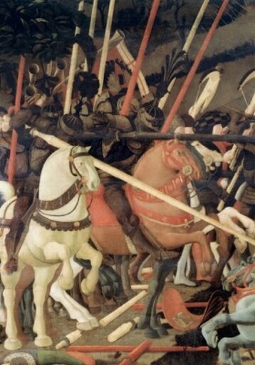 Battle of San Romano (Detail) Ca 1455 Paolo Uccello (1397-1475 Italian) Tempera on Wood Panel Galleria Degli Uffizi Florence Italy Stretched Canvas -
