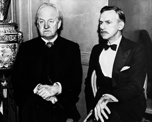 Eugene Gladstone ONeillN(1888-1953) American Playwright ONeill (Right) with German Playwright Gerhart Hauptmann (1862-1946) Photographed 1932 Poster P
