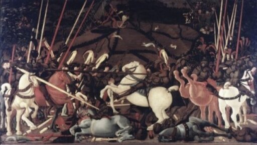 Battle of San Romano Ca 1455 Paolo Uccello (Paolo Di Dono)(1397-1475 Italian) Tempera on Wood Panel Galleria Degli Uffizi Florence Italy Stretched Can