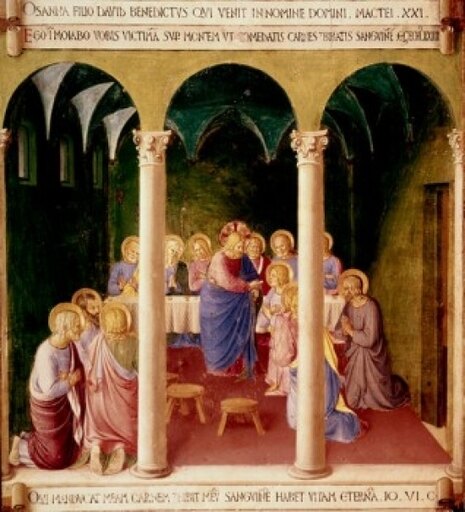 Communion of the Apostles 1438-1445 Fra Angelico (ca1395-1455 Italian) Fresco Museo Di San Marco Florence Italy Stretched Canvas - Fra Angelico (24 X