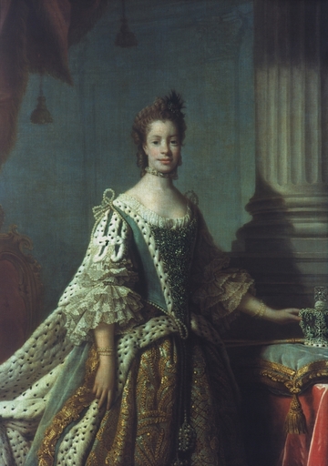 Queen Charlotte (1744-1818) Ncharlotte Sophia of Mecklenburg-Strelitz Queen Consort of King George Iii of Great Britain Oil on Canvas C1762 Studio of