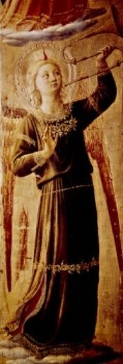 Angel with Trumpet by Fra Angelico (1387-1455) Stretched Canvas - Fra Angelico (24 X 36)