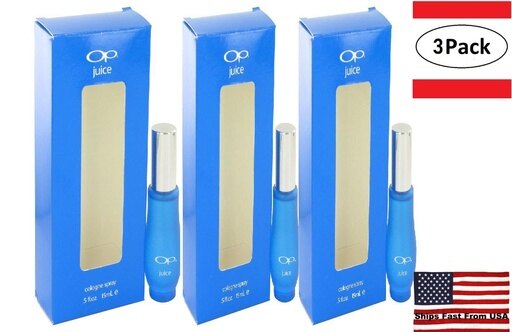3 Pack Op Juice by Ocean Pacific Mini Cologne Spray .5 Oz for Men - All