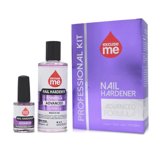 Excuse Me Nail Hardener Advanced Formula Strengthener Nail Growth System 4 Oz & 0.5 Oz Kit