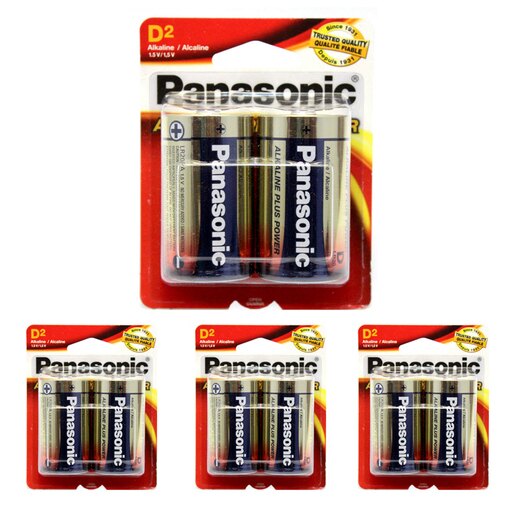 6 X Panasonic D Alkaline Plus Batteries LR20 All Purpose Home Office Battery