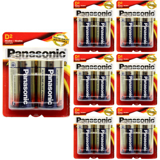12 X Panasonic D Alkaline Plus Batteries LR20 All Purpose Home Office Battery