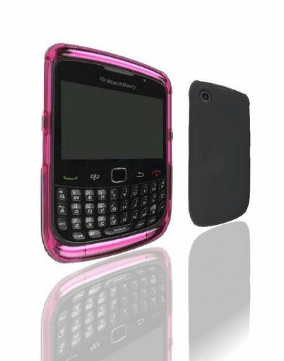 Pink & Black Hybrid Snap-on Case for BlackBerry 8520 Curve2 9300 9330 Curve 3G