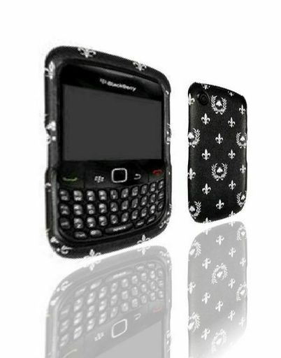 OEM Verizon Blackberry Curve 2 8530 Snap on Case - Black with Floral Design (Bul