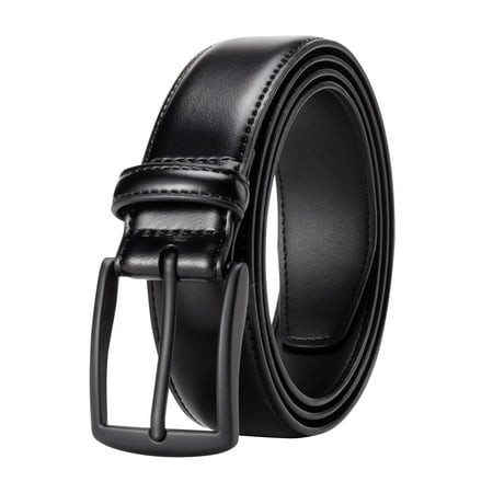 KM Legend Mens Leather Dress Belt for Work Business and Casual(Black  30)