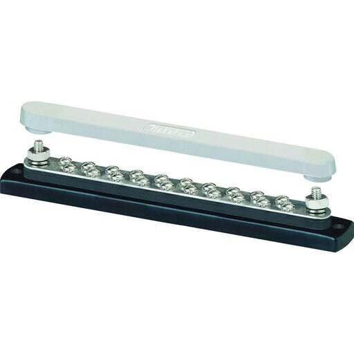 Blue Sea 2312, 150 Ampere Common Busbar 20 X 8-32 Screw Terminal with Cover