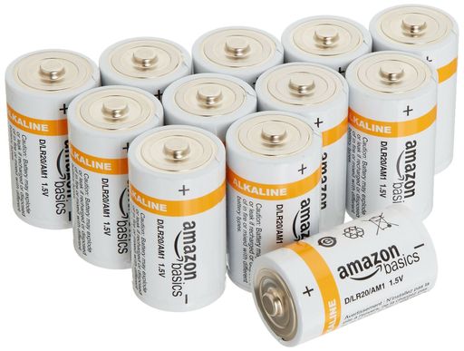 AmazonBasics D Cell 1.5 Volt Everyday Alkaline Battery - Pack of 12 12 Pack