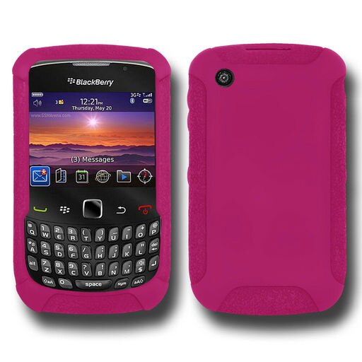 New Amzer Hot Pink Silicone Skin Jelly Case for Blackberry Curve 3g 9300/8530