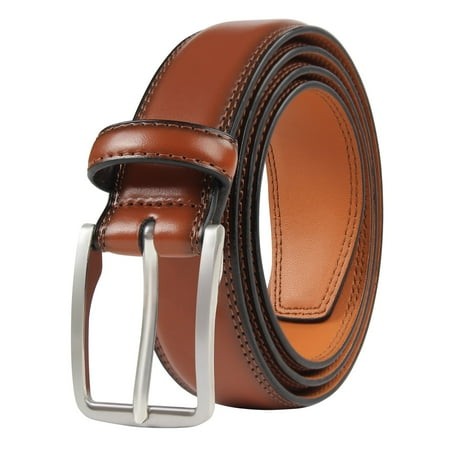 KM Legend Mens Leather Dress Belt for Work Business and Casual(NBrown  30)