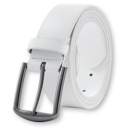 KM Legend Mens Leather Dress Belt for Work Business and Casual(White  30)