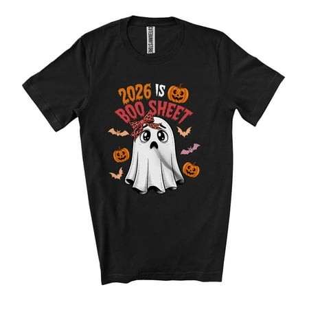 2026 Is Boo Sheet; Sarcastic Halloween Boo Ghost Cosplay Leopard Bow Tie; Family Group Unisex T-Shirt