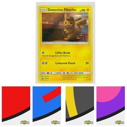 Detective Pikachu Black Star Promo Holo Card - SM190 Foil Rare with Totem World Card Protector Sleeve - Compatible with Pokemon Cards